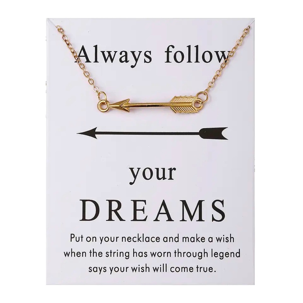 Arrow Necklace Always Follow Your Dreams Pendant Gold Jewelry w card NEW